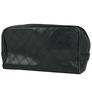 Chanel Bicolor Pouch Bag Leather Black